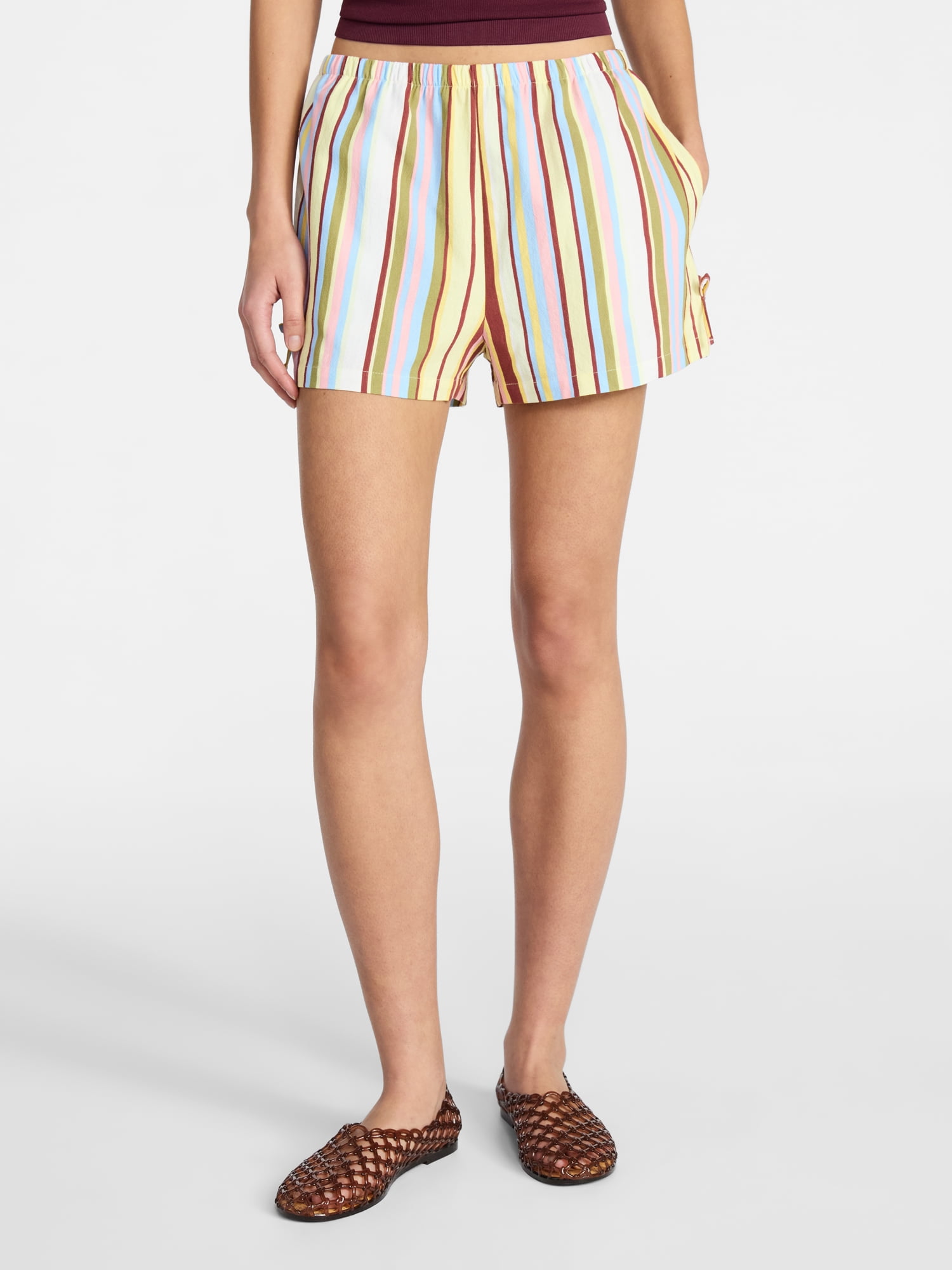 No Boundaries Cotton Pull-On Shorts with Side Bows, Women's XXS-XXL