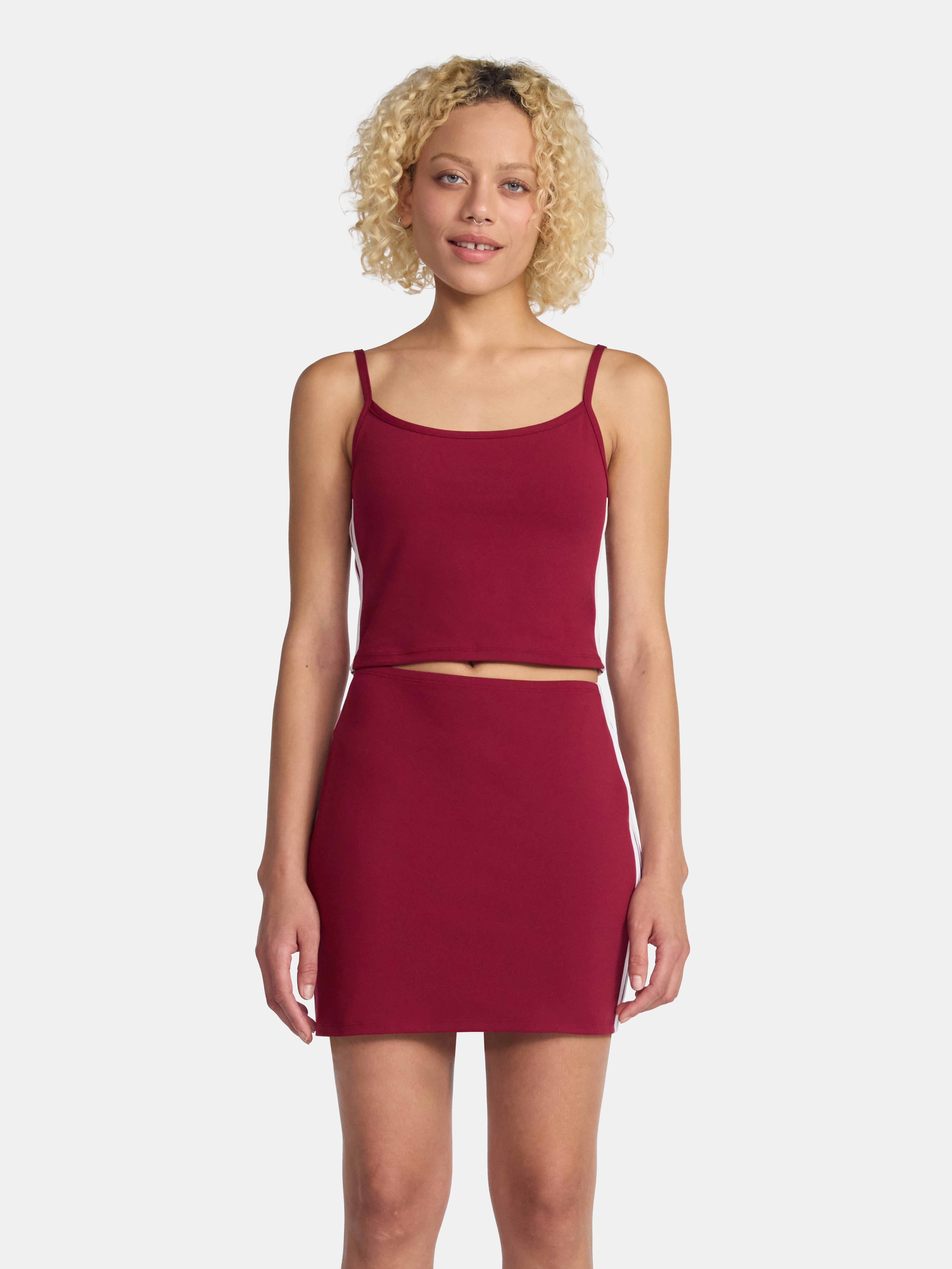 No Boundaries Side Stripe Cami and Skirt Set, 2-Piece, Women's and Women’s Plus Sizes XXS-4X