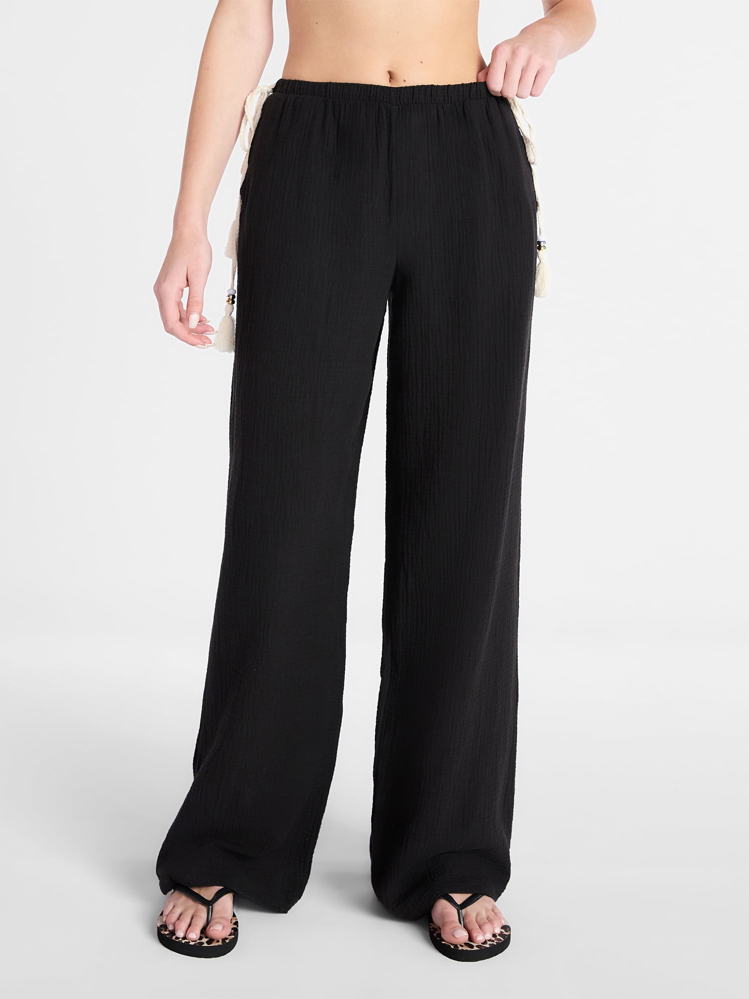 No Boundaries Side Tie Gauze Beach Pants, Women's XXS-XXL