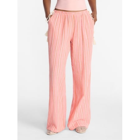 No Boundaries Cotton Gauze Side Tie Beach Pants, 31.5" Inseam, Women's XXS-4X