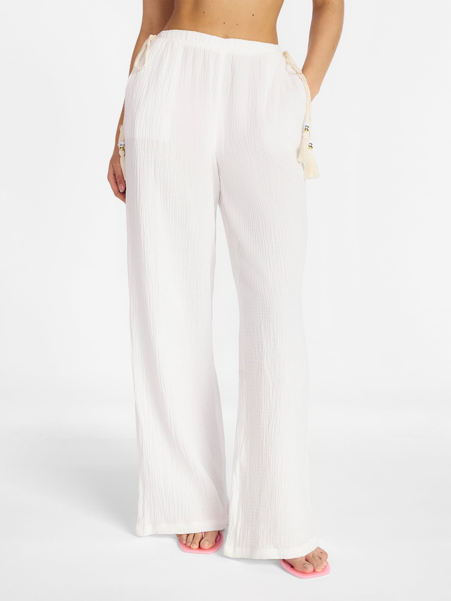 No Boundaries Side Tie Gauze Beach Pants, Women's XXS-XXL