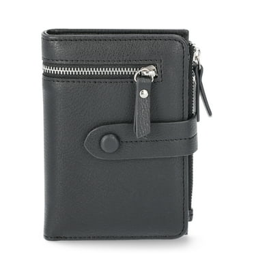 No Boundaries Side Zip Bi-Fold Wallet, Black, Women’s