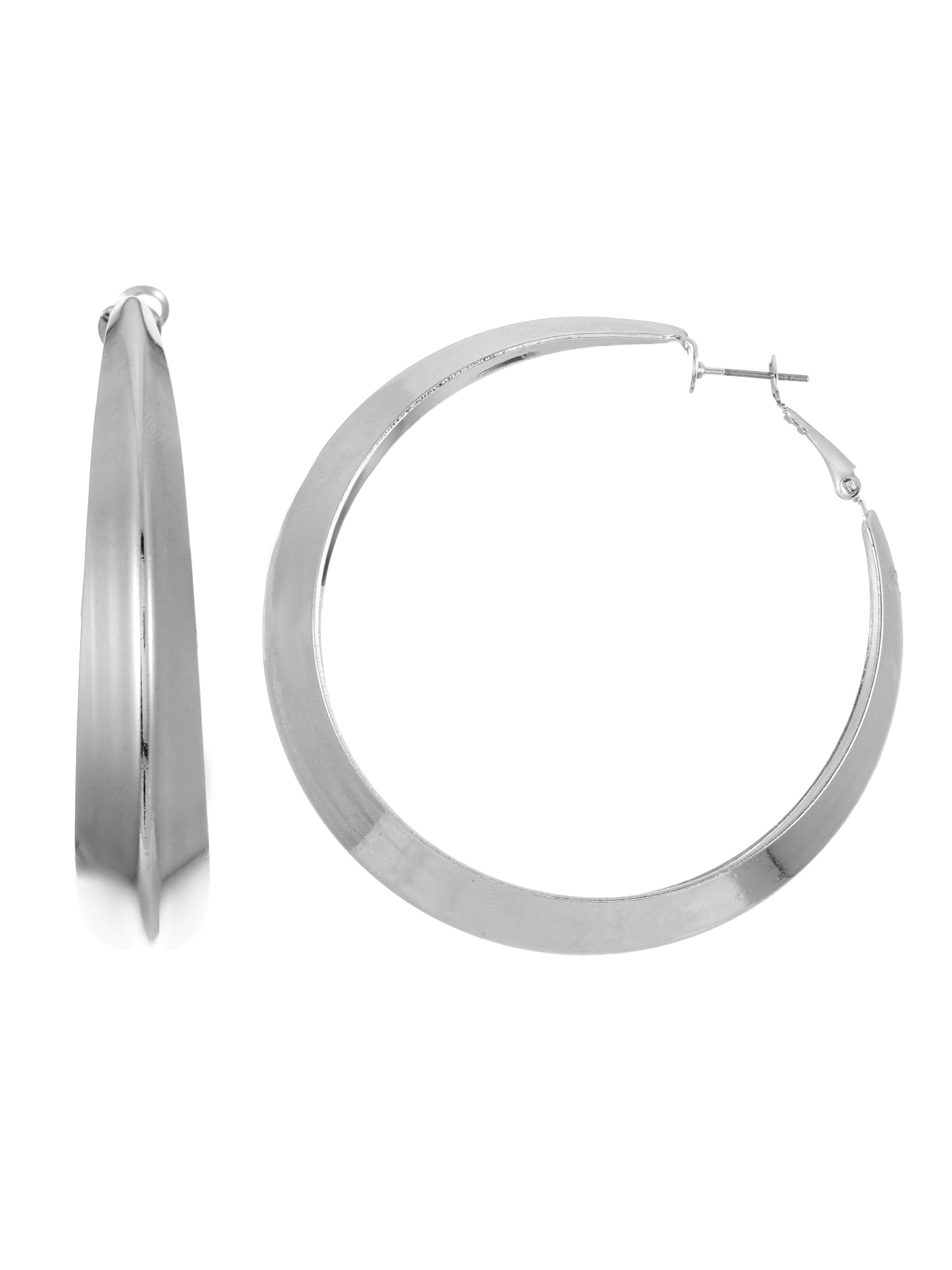 No Boundaries Classic Hoop Earrings, Silver Tone