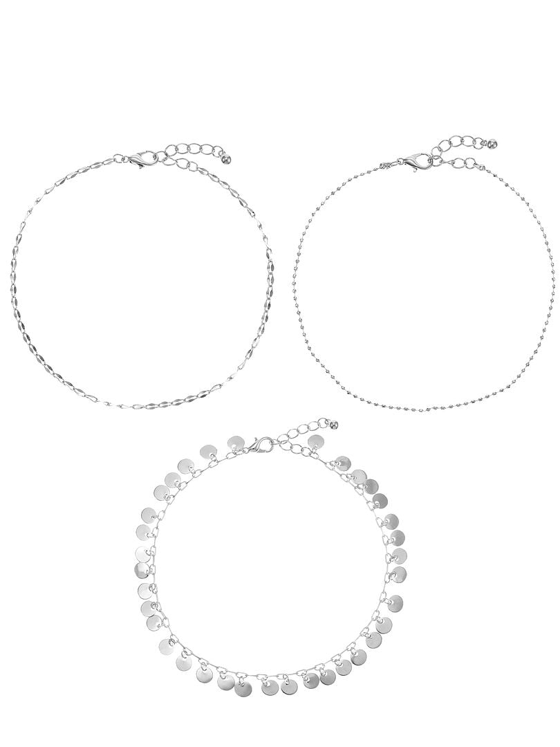 No Boundaries Anklet Set, Silver Tone, 3-Piece, Female, Adult & Teen