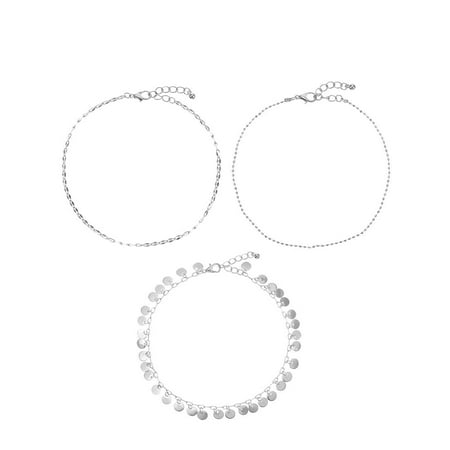No Boundaries Silver Tone Anklet Set, Female, Adult and Teen, 3 Pieces