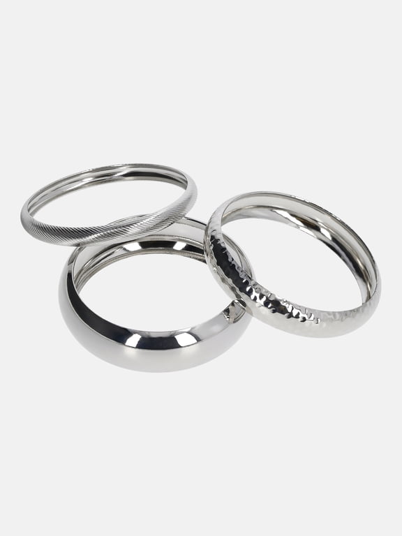 Silver-Tone Bangles, 3-Pack, Women's