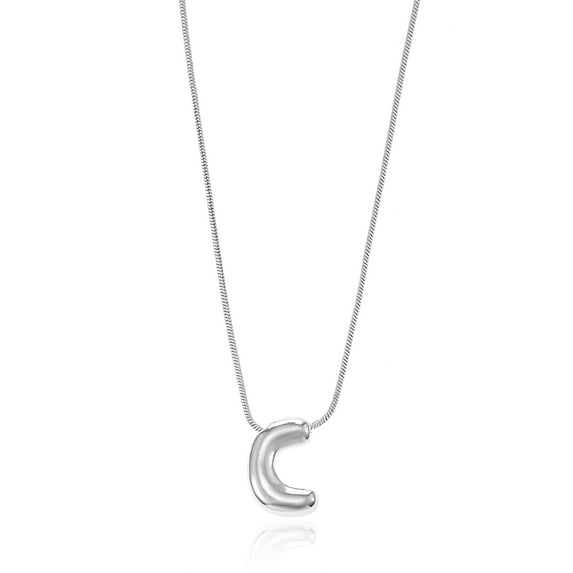 No Boundaries Silvertone Initial Bubble Letter Necklace, 1 Piece, Letter C