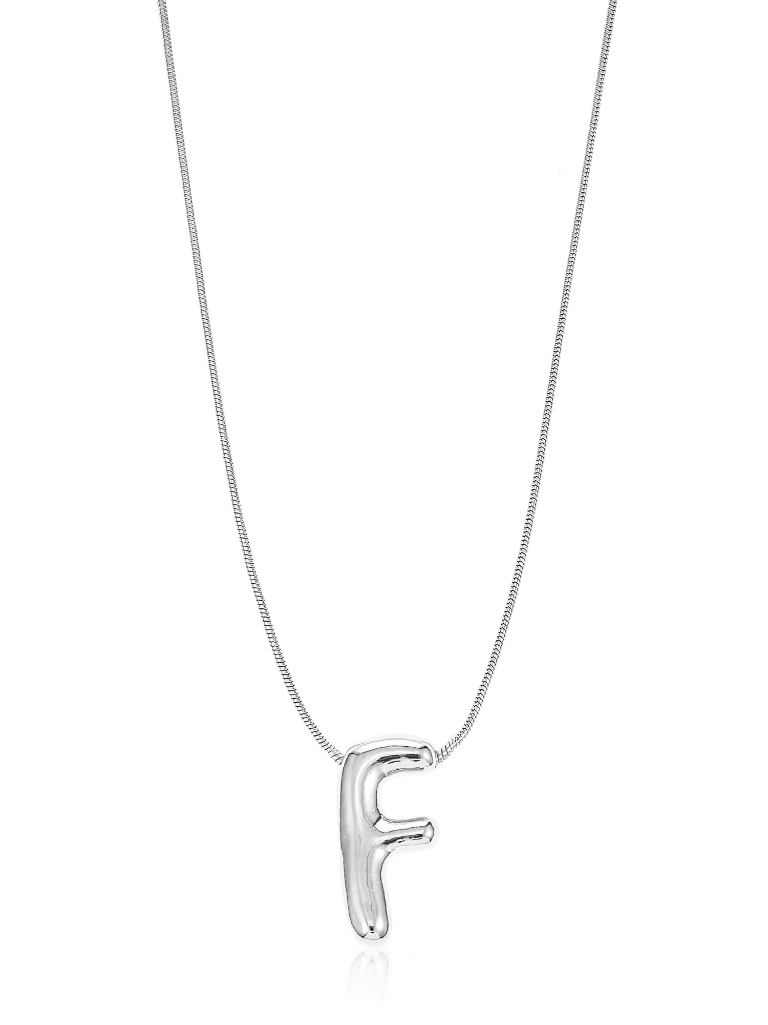 No Boundaries Silvertone Initial Bubble Letter Necklace, 1 Piece, Letter F