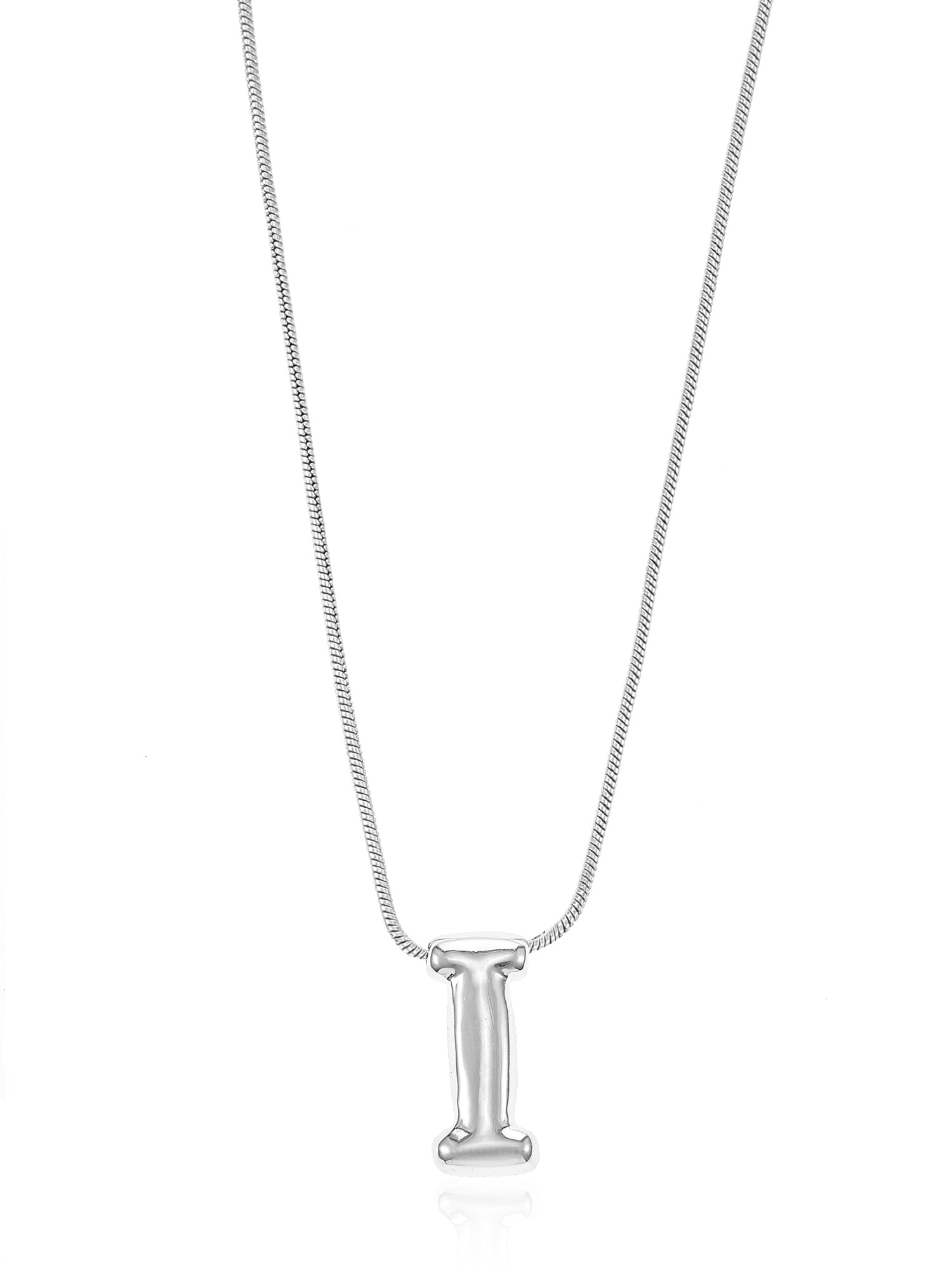 No Boundaries Silvertone Initial Bubble Letter Necklace, 1 Piece, Letter I
