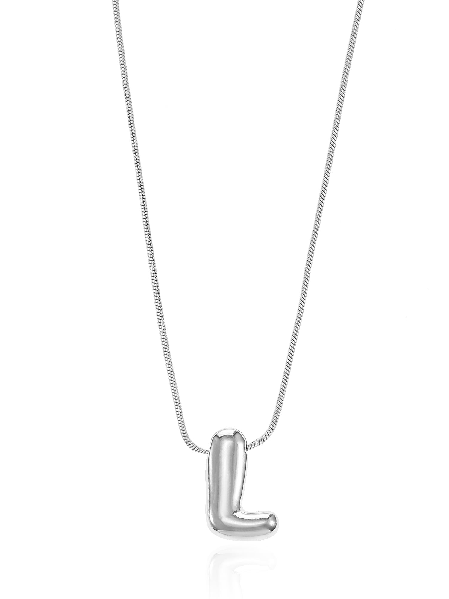 No Boundaries Silvertone Initial Bubble Letter Necklace, 1 Piece, Letter L