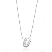 No Boundaries Silvertone Initial Bubble Letter Necklace, 1 Piece, Letter U