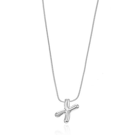 No Boundaries Silvertone Initial Bubble Letter Necklace, 1 Piece, Letter X