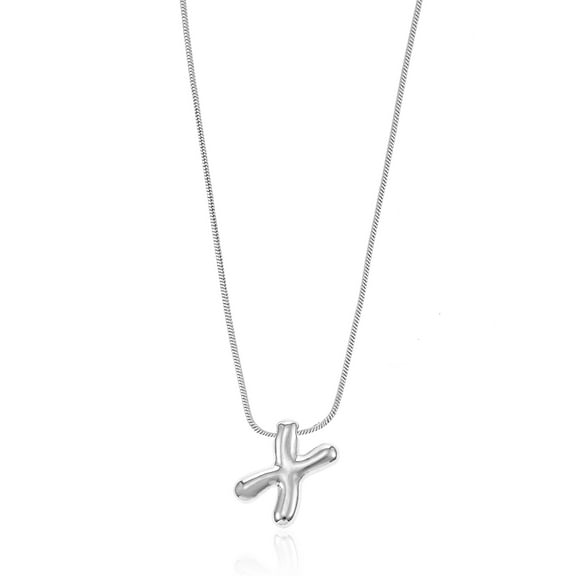 No Boundaries Silvertone Initial Bubble Letter Necklace, 1 Piece, Letter X
