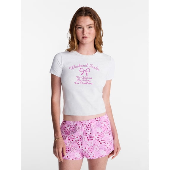 No Boundaries Sleep Tee with Short Sleeves, Women's XS-XXL