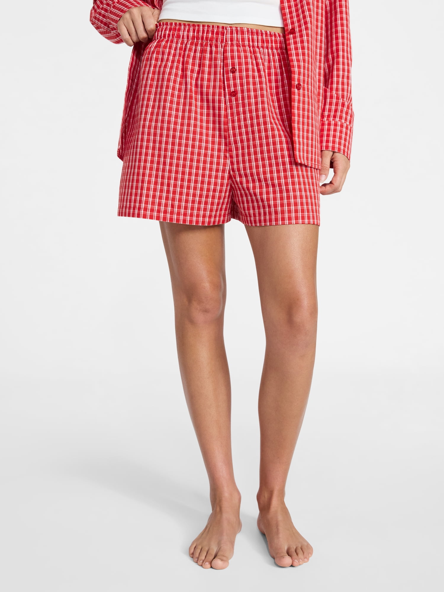 No Boundaries Sleepwear Cotton Boxer Shorts, 3'' Inseam, Women's XS-XXL