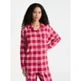 thumbnail image 1 of No Boundaries Sleepwear Cotton Flannel Button Down Shirt, Women’s, 1 of 5