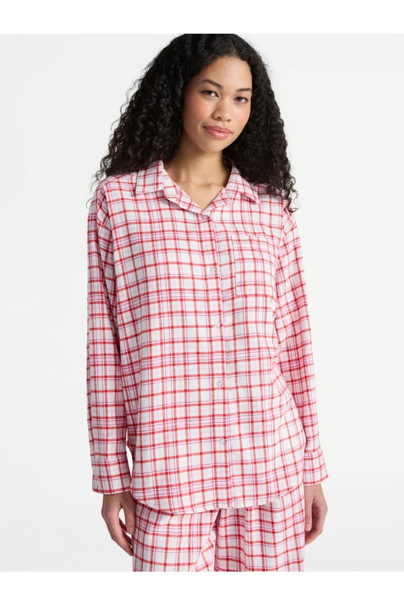 Sleepwear Cotton Flannel Button Down Shirt, Women’s