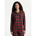 thumbnail image 1 of No Boundaries Sleepwear Cotton Flannel Button Down Shirt, Women’s, 1 of 5