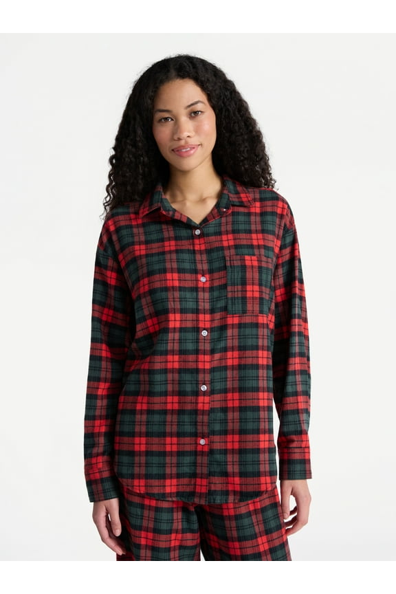 Sleepwear Cotton Flannel Button Down Shirt, Women’s