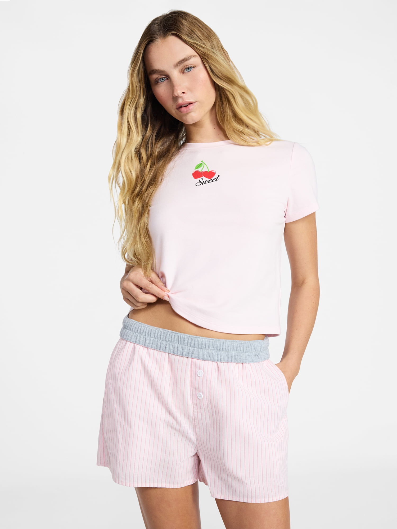 No Boundaries Sleepwear Graphic Baby Tee, Women's XS-XXL
