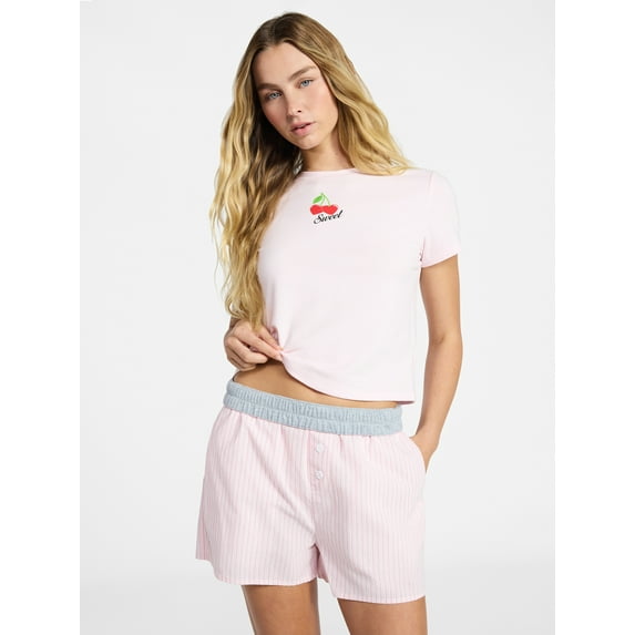 No Boundaries Sleepwear Graphic Baby Tee, Women's XS-XXL