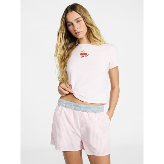 No Boundaries Sleepwear Graphic Baby Tee, Women's XS-XXL