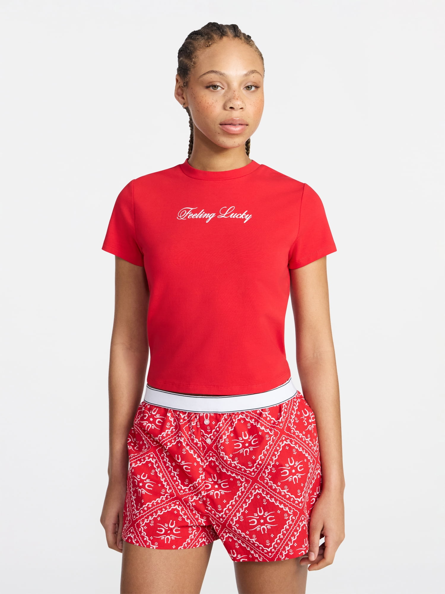 No Boundaries Graphic Baby Sleep Tee with Short Sleeves, Women's XS-XXL