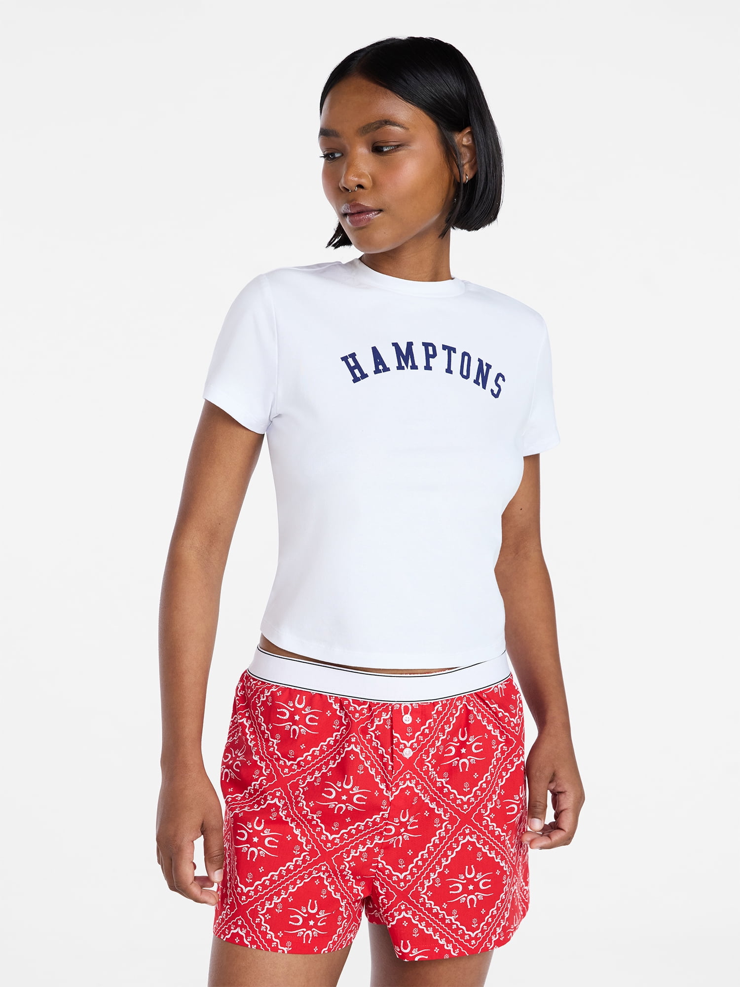 No Boundaries Graphic Baby Sleep Tee with Short Sleeves, Women's XS-XXL