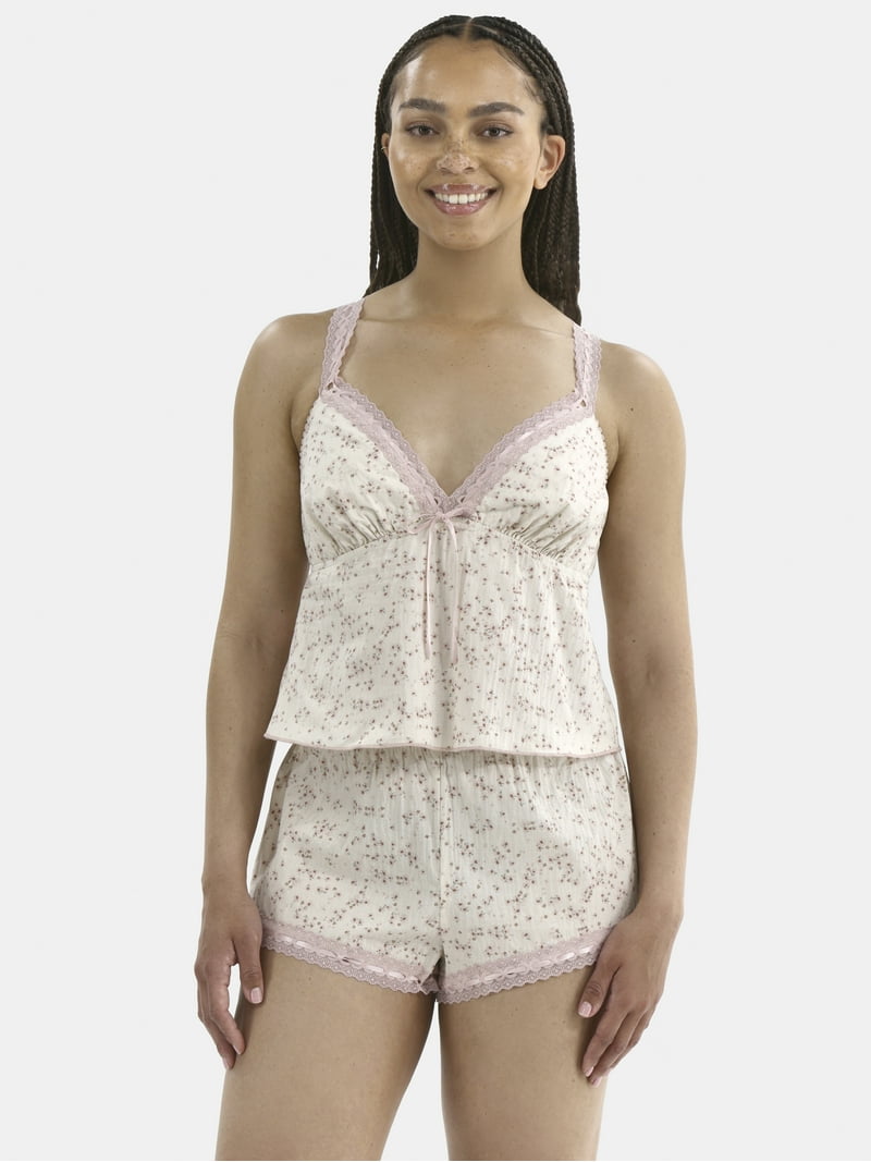 No Boundaries Lace Cami and Shorts Sleepwear Set, 2-Piece