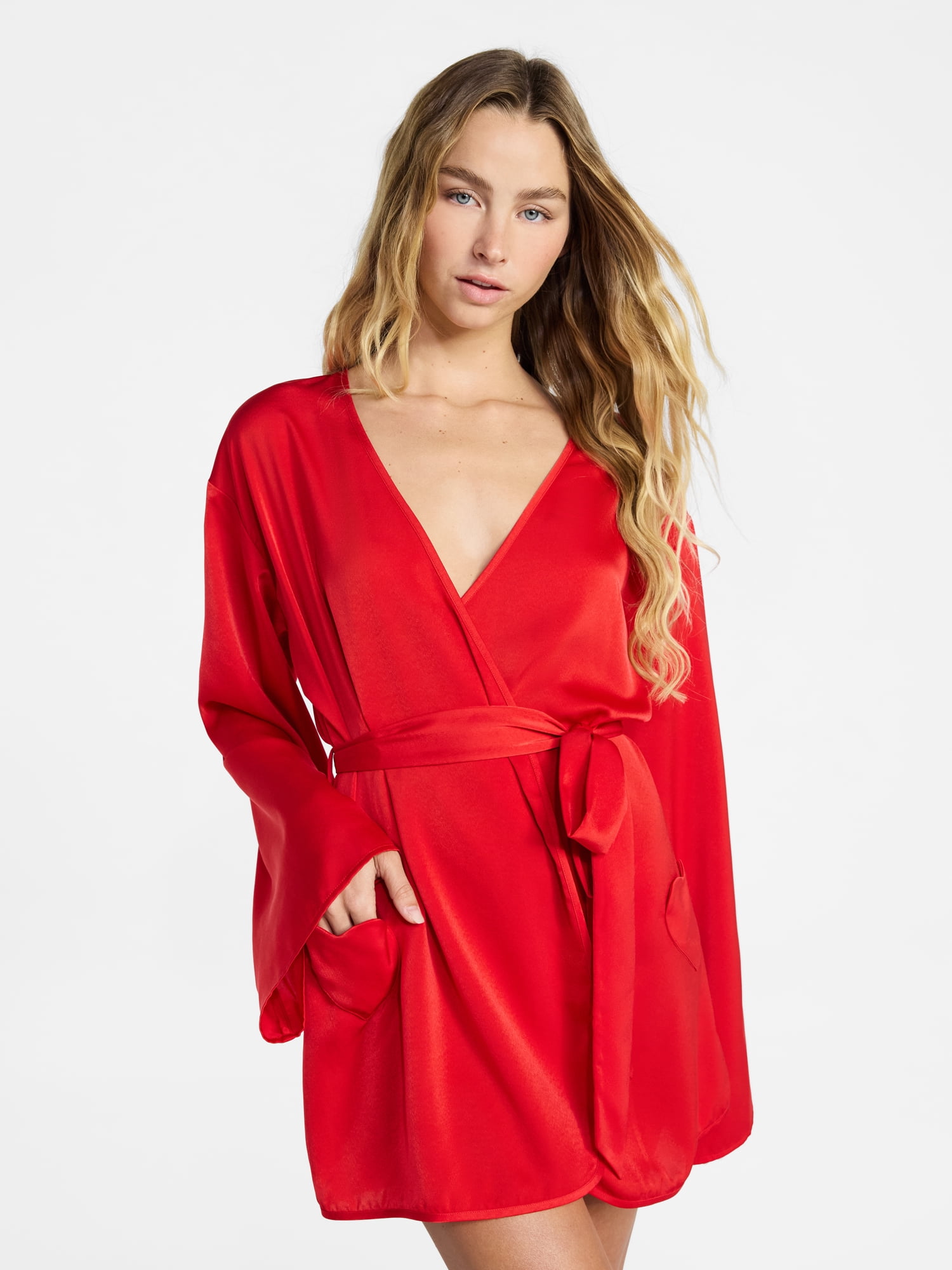 No Boundaries Sleepwear Satin Robe, Women's XS-XXL