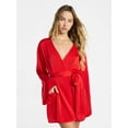 thumbnail image 1 of No Boundaries Sleepwear Satin Robe, Women's XS-XXL, 1 of 6