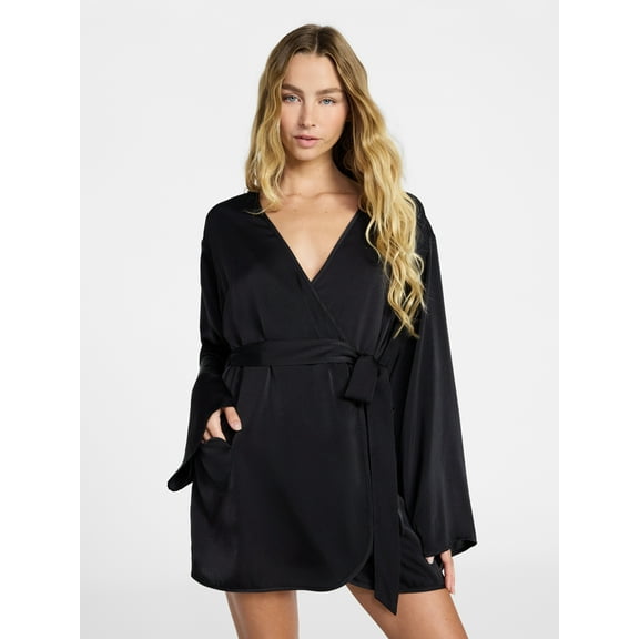 No Boundaries Sleepwear Satin Robe, Women's XS-XXL