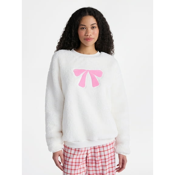 No Boundaries Sleepwear Teddy Fleece Pullover, Lightweight, Women’s