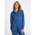 thumbnail image 1 of No Boundaries Sleepwear Woven Cotton Button-Down Shirt, Women's XS-XXL, 1 of 5