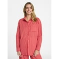 thumbnail image 1 of No Boundaries Sleepwear Woven Cotton Button-Down Shirt, Women's XS-XXL, 1 of 5