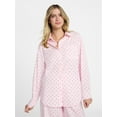 thumbnail image 1 of No Boundaries Sleepwear Woven Cotton Button-Down Shirt, Women's XS-XXL, 1 of 5
