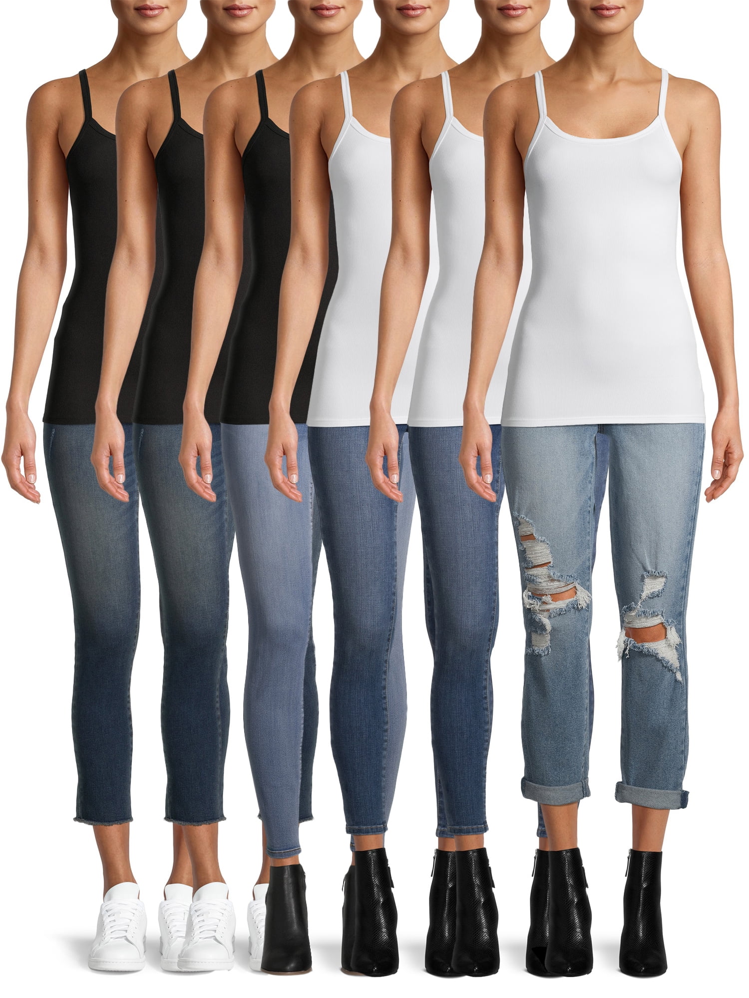 No Boundaries Sleeveless Camisole Spaghetti Straps Tank Top (Juniors) 6 Pack