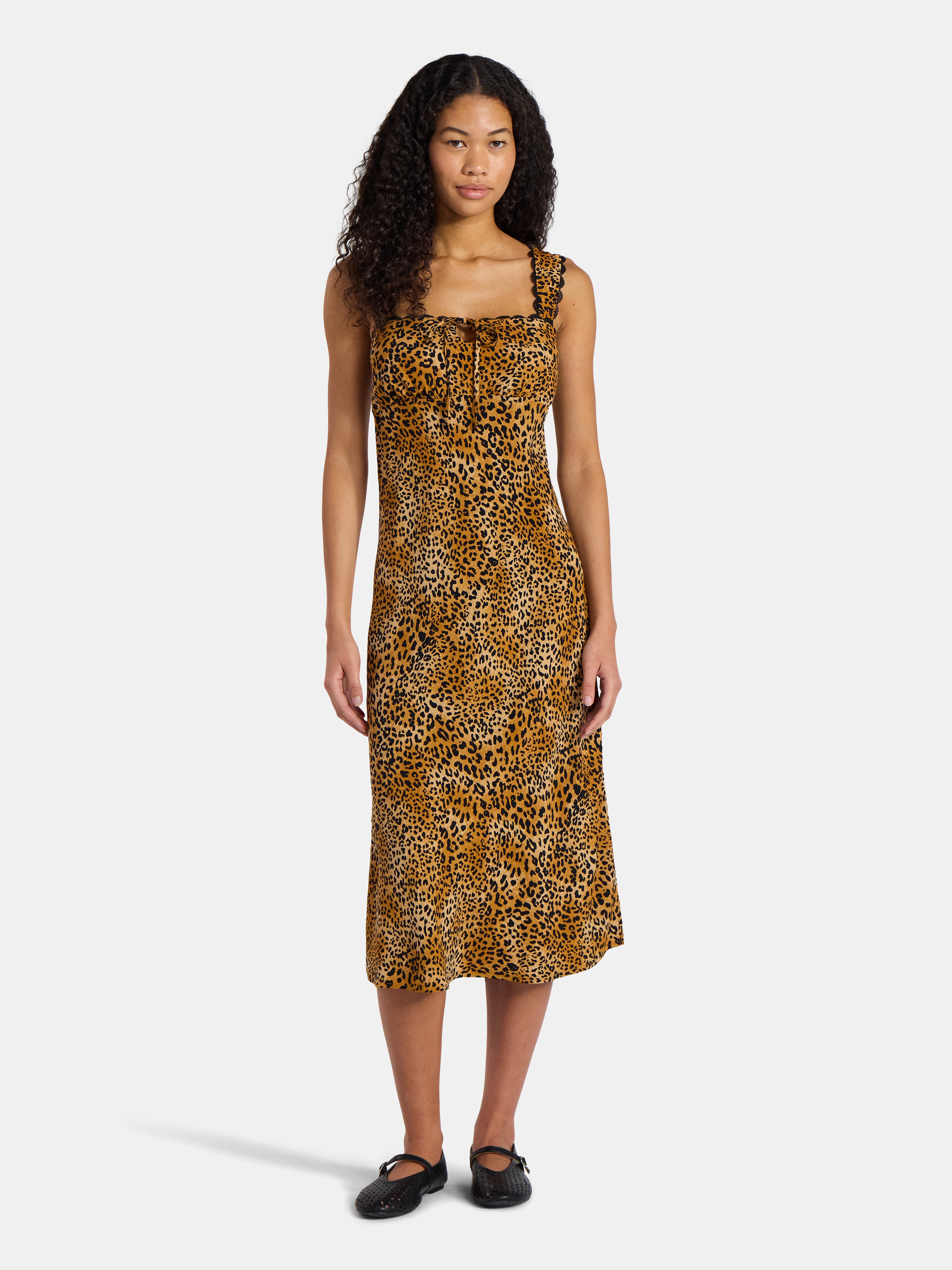 No Boundaries Sleeveless Midi Dress with Keyhole and Tie, Women's