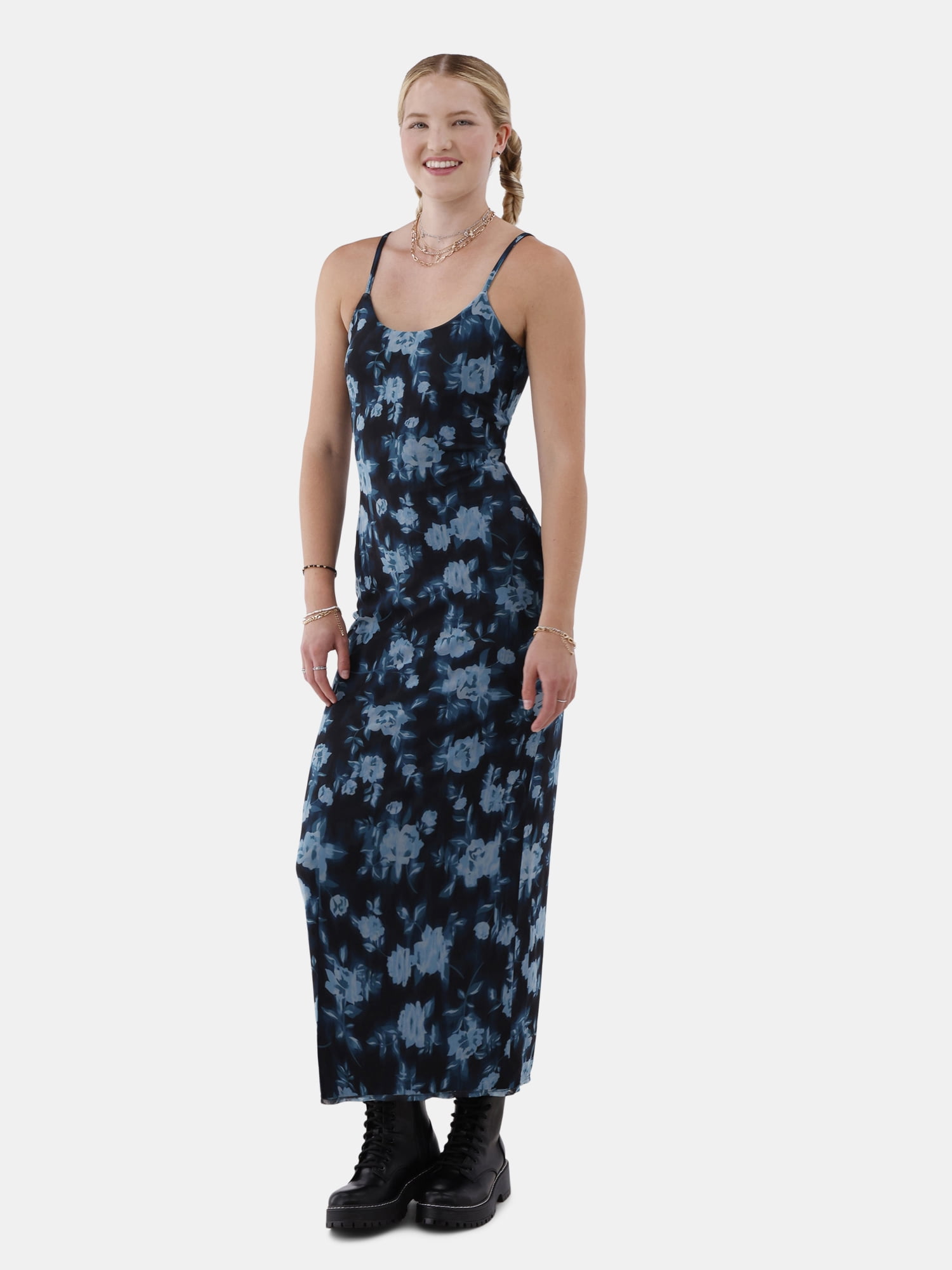 No Boundaries Sleeveless Mesh Maxi Dress, Women's and Women's Plus -  Walmart.com