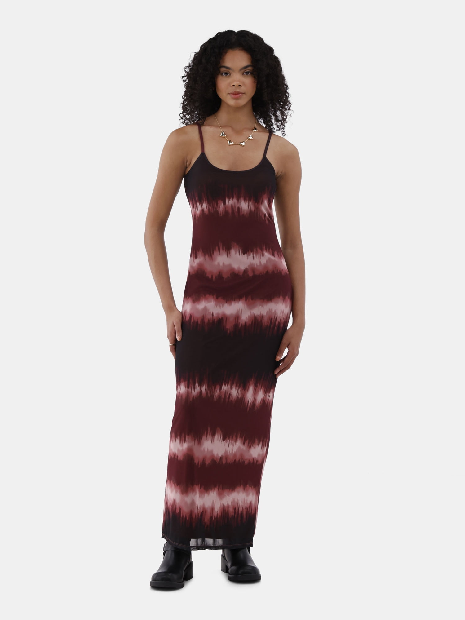 No Boundaries Sleeveless Mesh Maxi Dress, Women’s and Women’s Plus