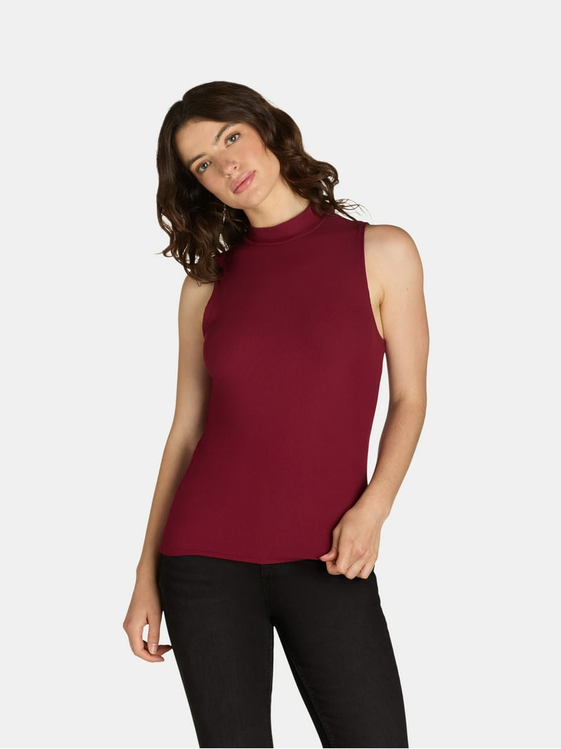 No Boundaries Sleeveless Mock Neck Top, Women's