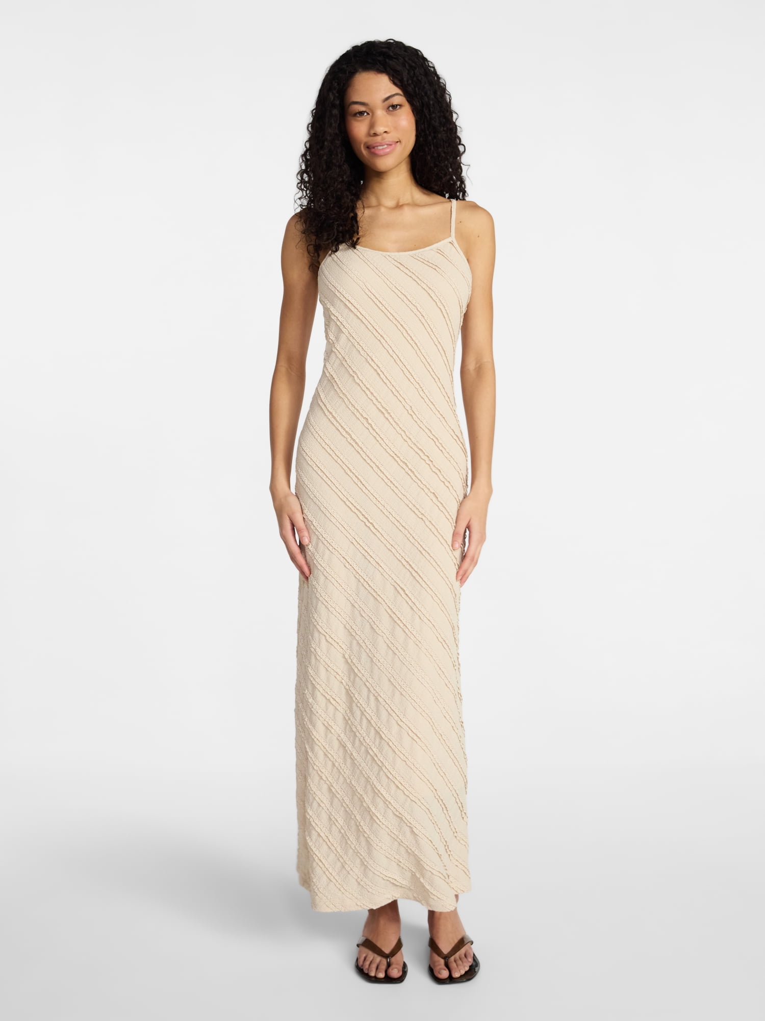 maxi dress no sleeves Beige Maxi Dress - Ribbed Knit Maxi Dress - Bodycon Maxi Dress