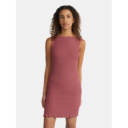 No Boundaries Sleeveless Smocked Mini Dress, Women's Sizes XXS-XXL