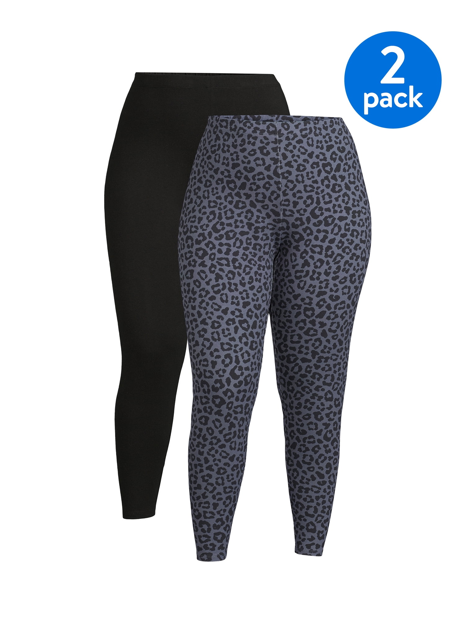 No Boundaries Slim Fit Mid Rise SlimLeg Legging (Women's Plus), 2 Count, 2 Pack