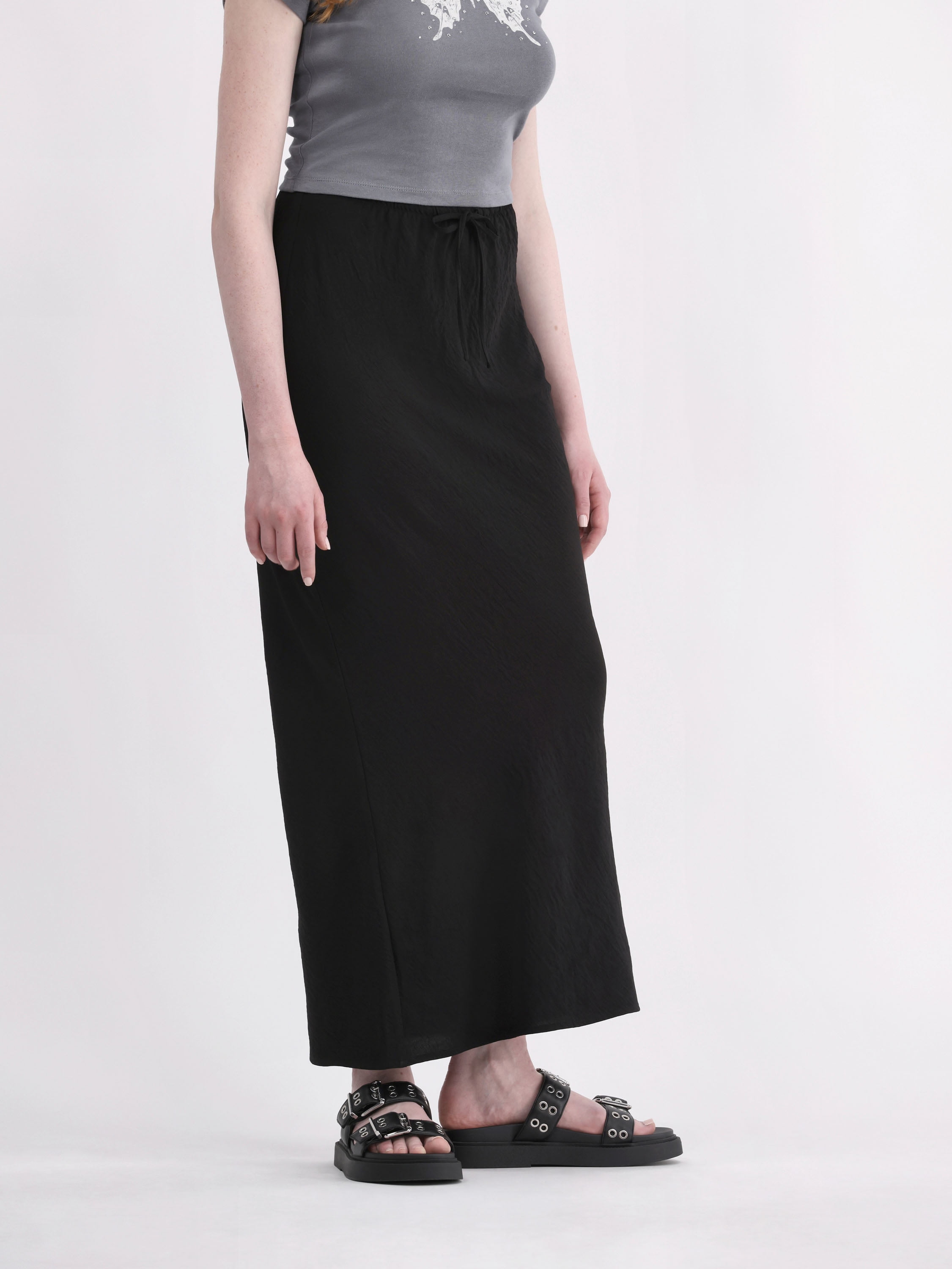 No Boundaries Slip Drawstring Maxi Skirt, Women's