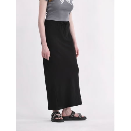 No Boundaries Slip Drawstring Maxi Skirt, Women's