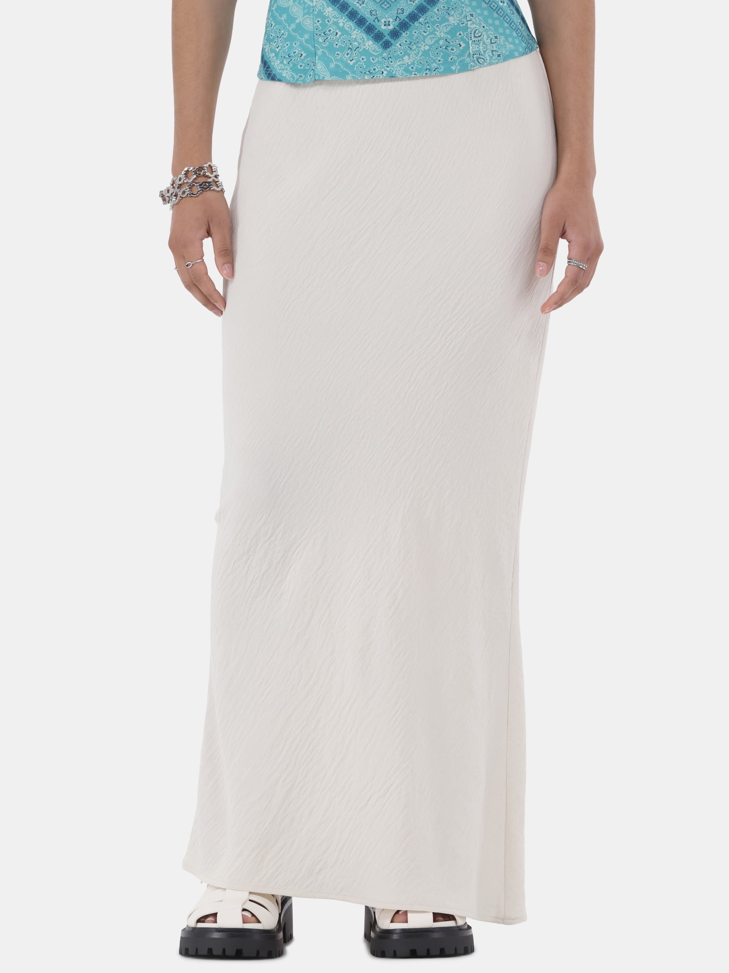 No Boundaries Slip Drawstring Maxi Skirt, Women's