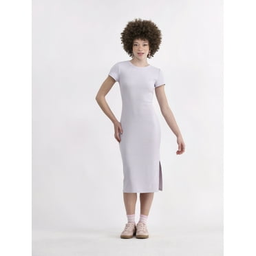 No Boundaries Slit Midi Dress with Short Sleeves, Women's