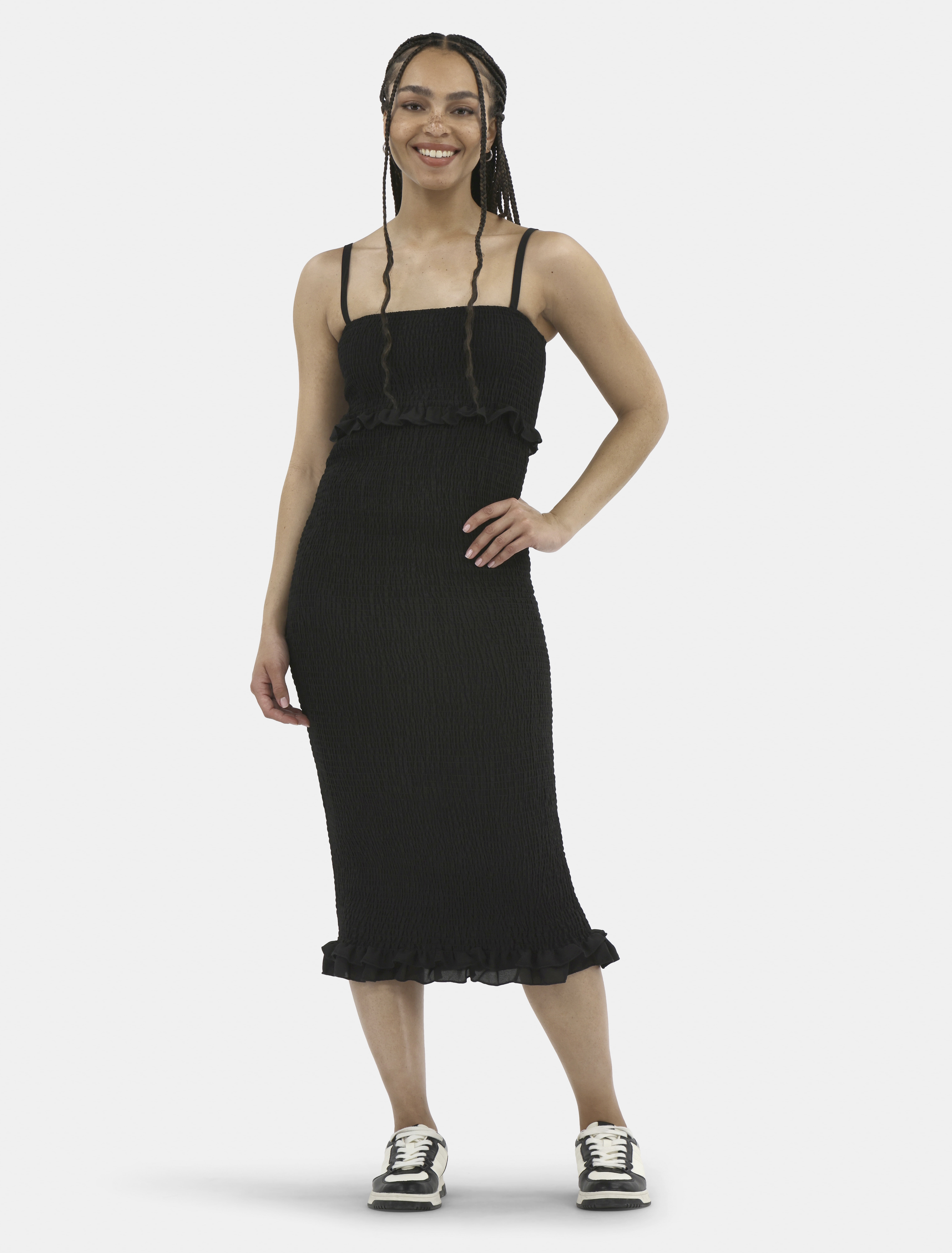 knee length dresses for ladies Baltic Born Womens Weyland Bodycon Midi Dress | Black | Color: Black main image 1