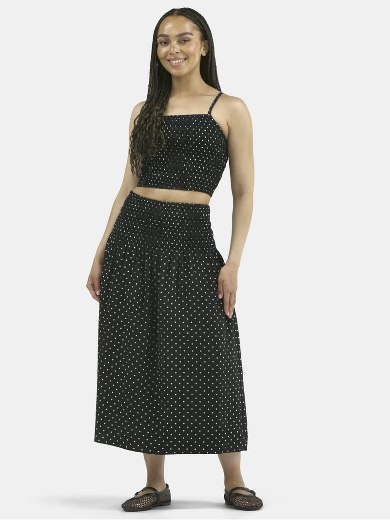 No Boundaries Smocked Cami Top and Maxi Skirt Set for Women